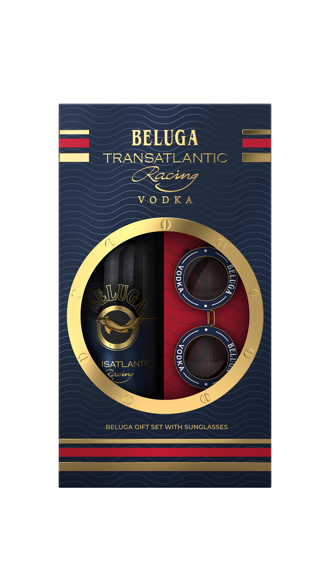 Beluga Transatlantic Racing Vodka 700 ML, 40% Vol. v darčekovom balení s okuliarmi
