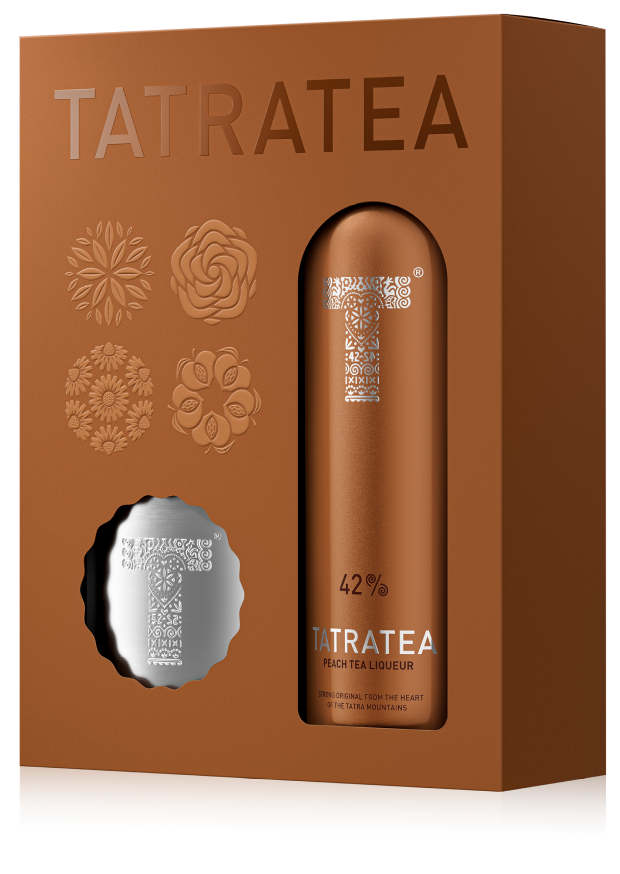 DARČEKOVÉ BALENIE TATRATEA 42 % BROSKYŇA S PLOSKAČKOU