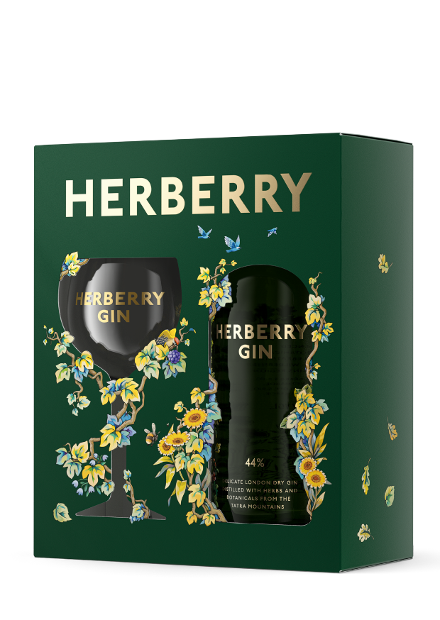 Darčekové balenie HERBERRY GIN 44 % s pohárom